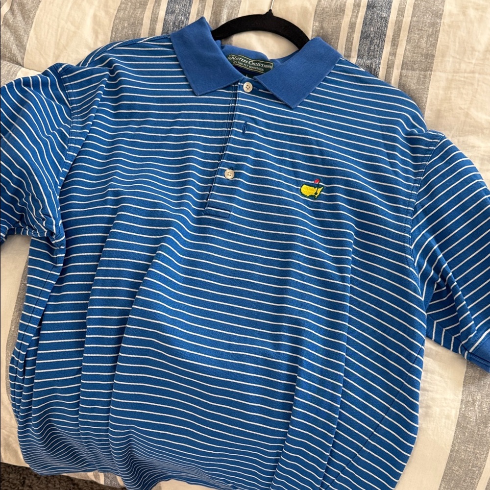 Masters Blue and White Striped Polo Shirt